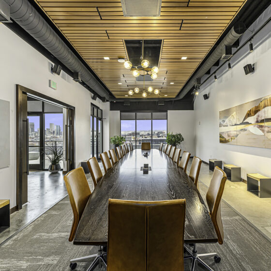 Large coworking table in private office space