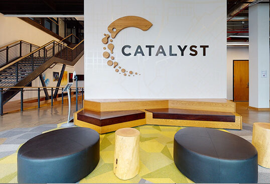 Catalyst logo in building entrance