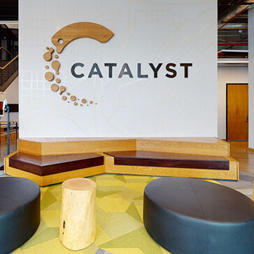 Catalyst logo in building entrance